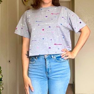 Champion Colorful Logo Crop Top - size medium